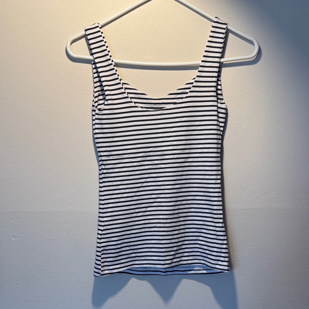 Bershka Black and White Striped Tank Top